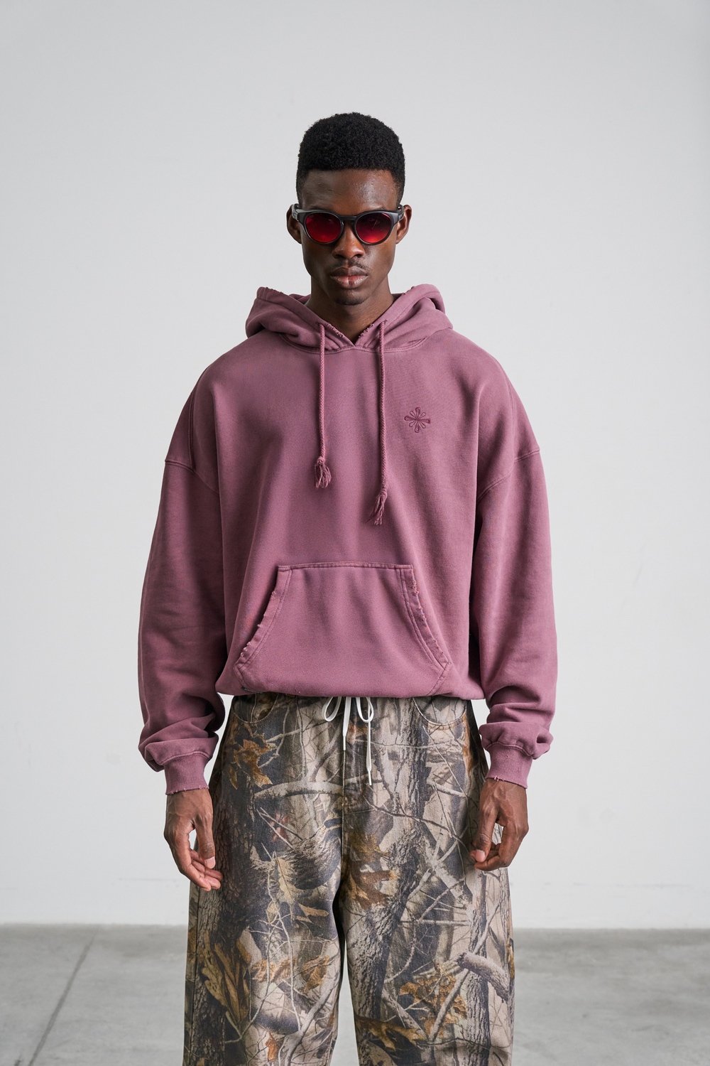 Худи Nothomme Monterest Vintage Washed Distressed Hoodie "Black Plum Purple Spot"