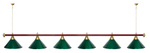 Лампа STARTBILLIARDS 6 пл. (плафоны зеленые,штанга золотая,фурнитура золото)
