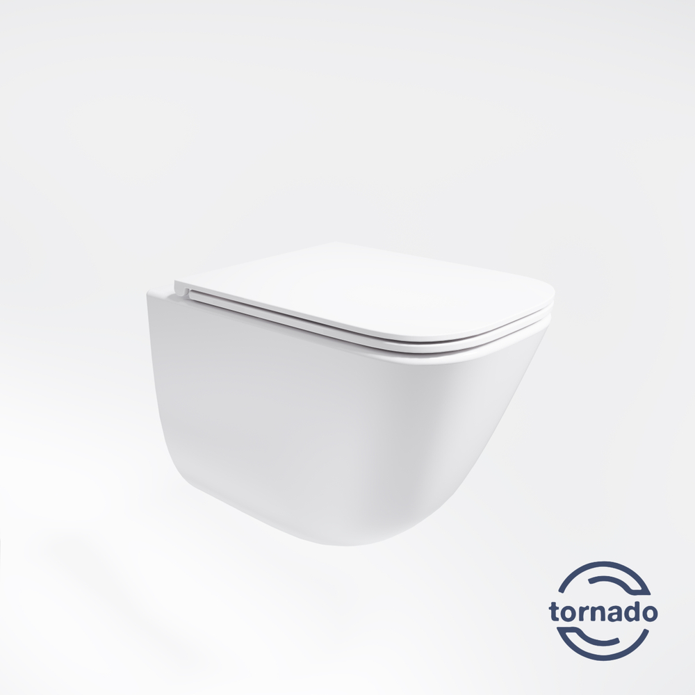 Унитаз подвесной Demi VT1-55T Tornado, цвет белый, ультратонкое soft-close сиденье