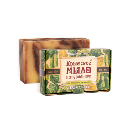 Крымское натуральное мыло на оливковом масле ДЕГТЯРНОЕ, ТМ ДОМ ПРИРОДЫ