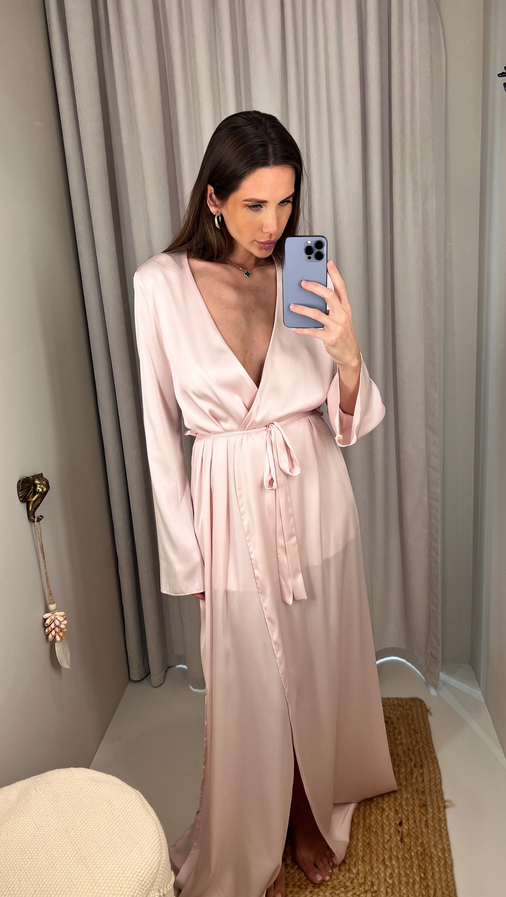 Платье-халат розовое