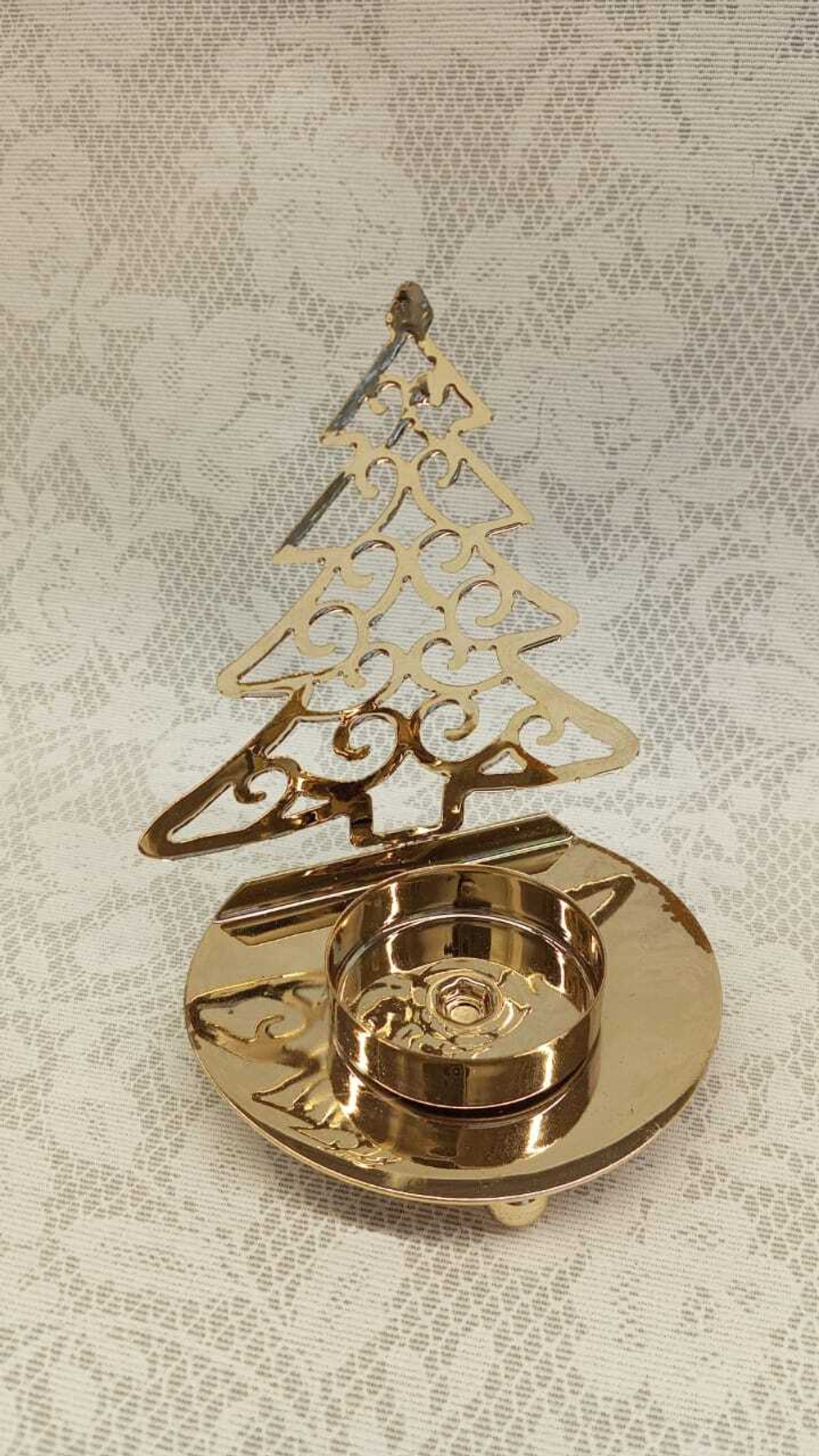 Подсвечник декоративный Елочка 10,9х9х7см, цвет: золото, металл, SYTYB-1823039