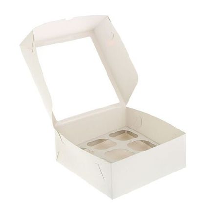 Коробка на 9 капкейков с окном белая