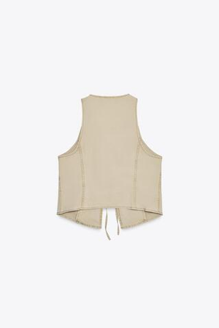 ZARA ТОП-ЖИЛЕТ С ЭФФЕКТОМ ПОТЕРТОСТИ, РЫЖЕВАТО-КОРИЧНЕВЫЙ