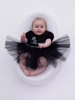 Платье-боди черное для новорожденных