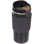Термокружка 450мл «Стиль» с силиконовой вставкой, цвет черный