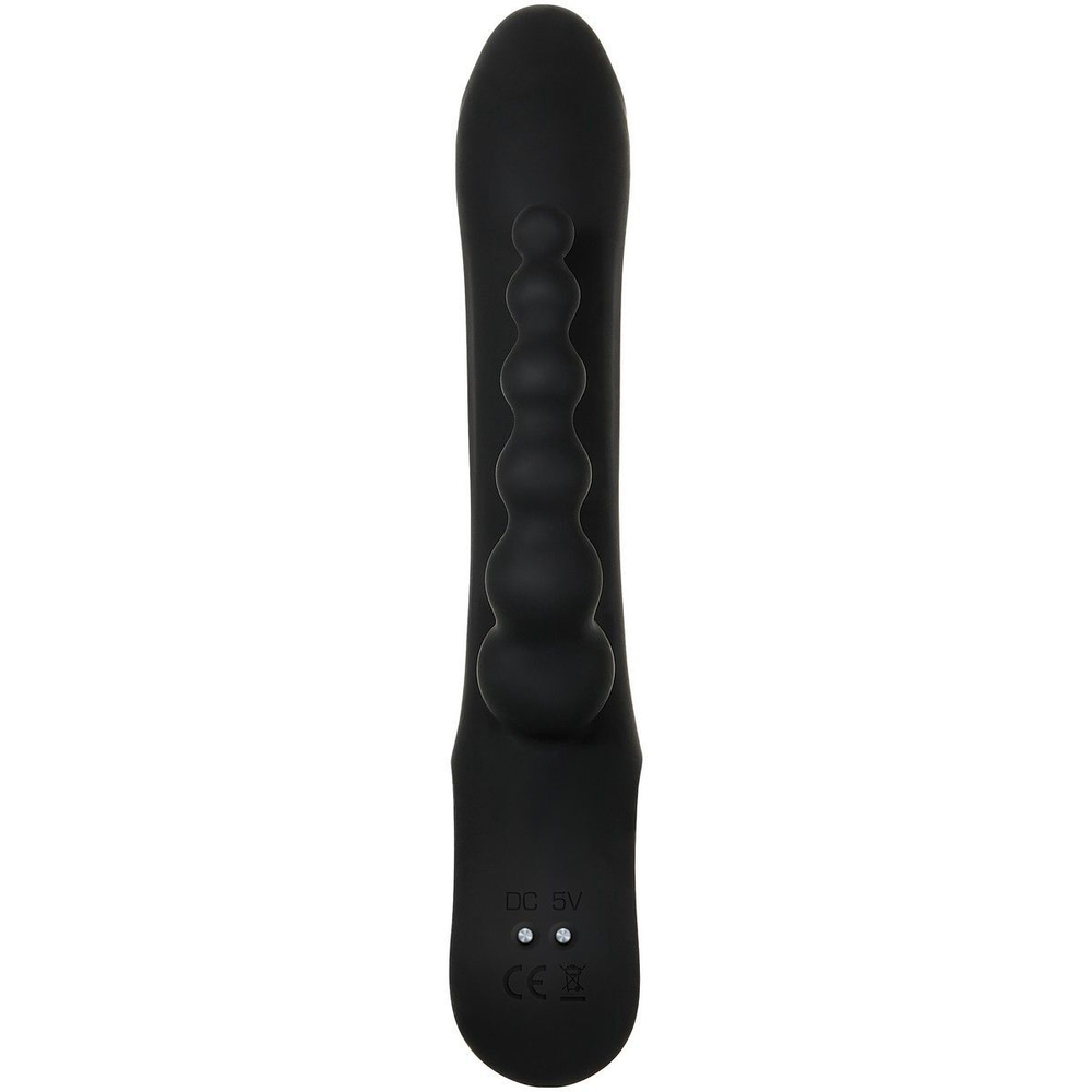 Черный вибромассажер с тройной стимуляцией Trifecta - 21,6 см. (Цвет: черный)