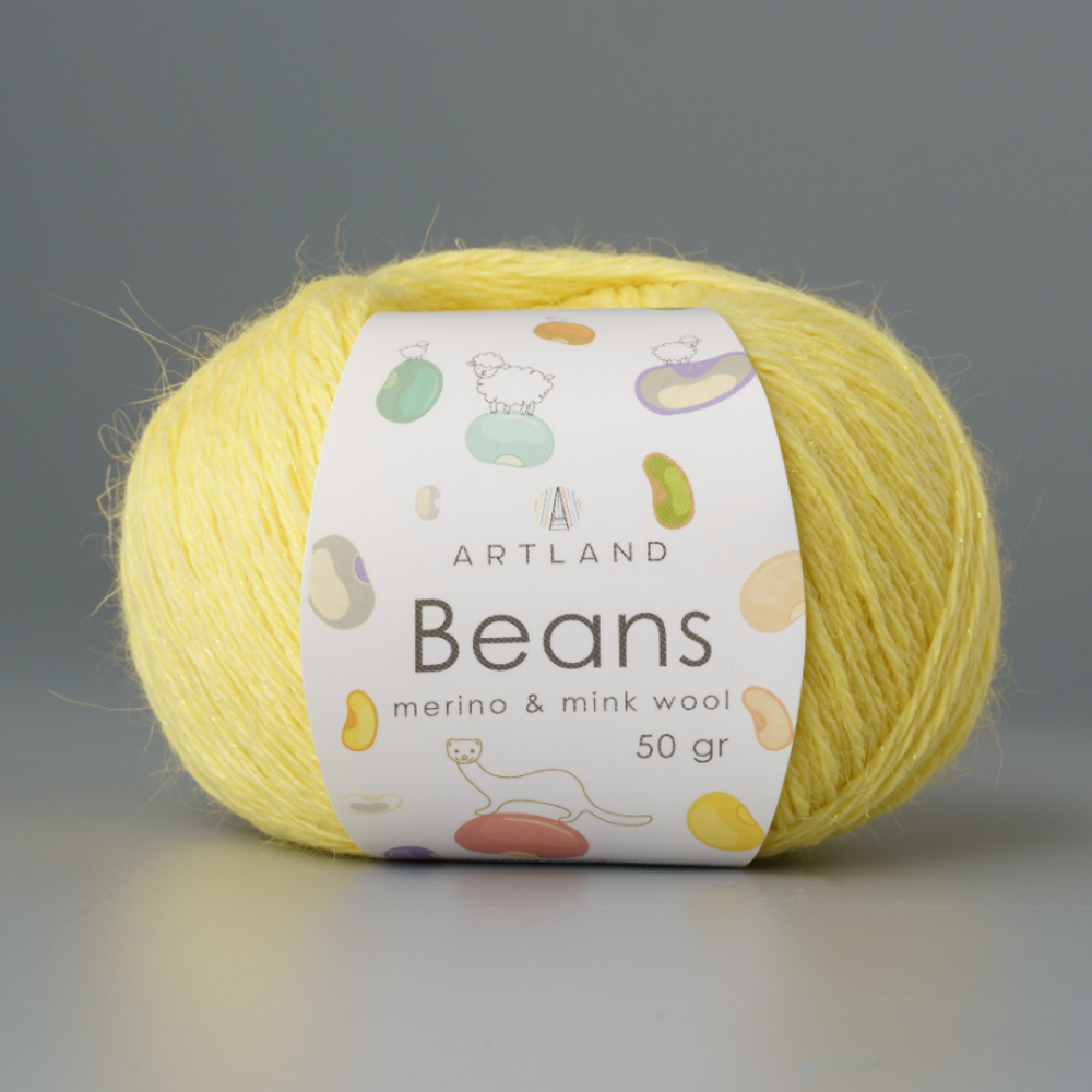 Пряжа &quot;Beans&quot;, 5% шёлк, 20% мериносовая шерсть, 30% нейлон, 45% норка, 50гр-240м, (1уп=5шт), желтый