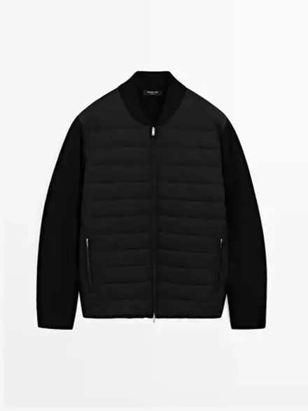 Massimo Dutti Стеганый бомбер, черный