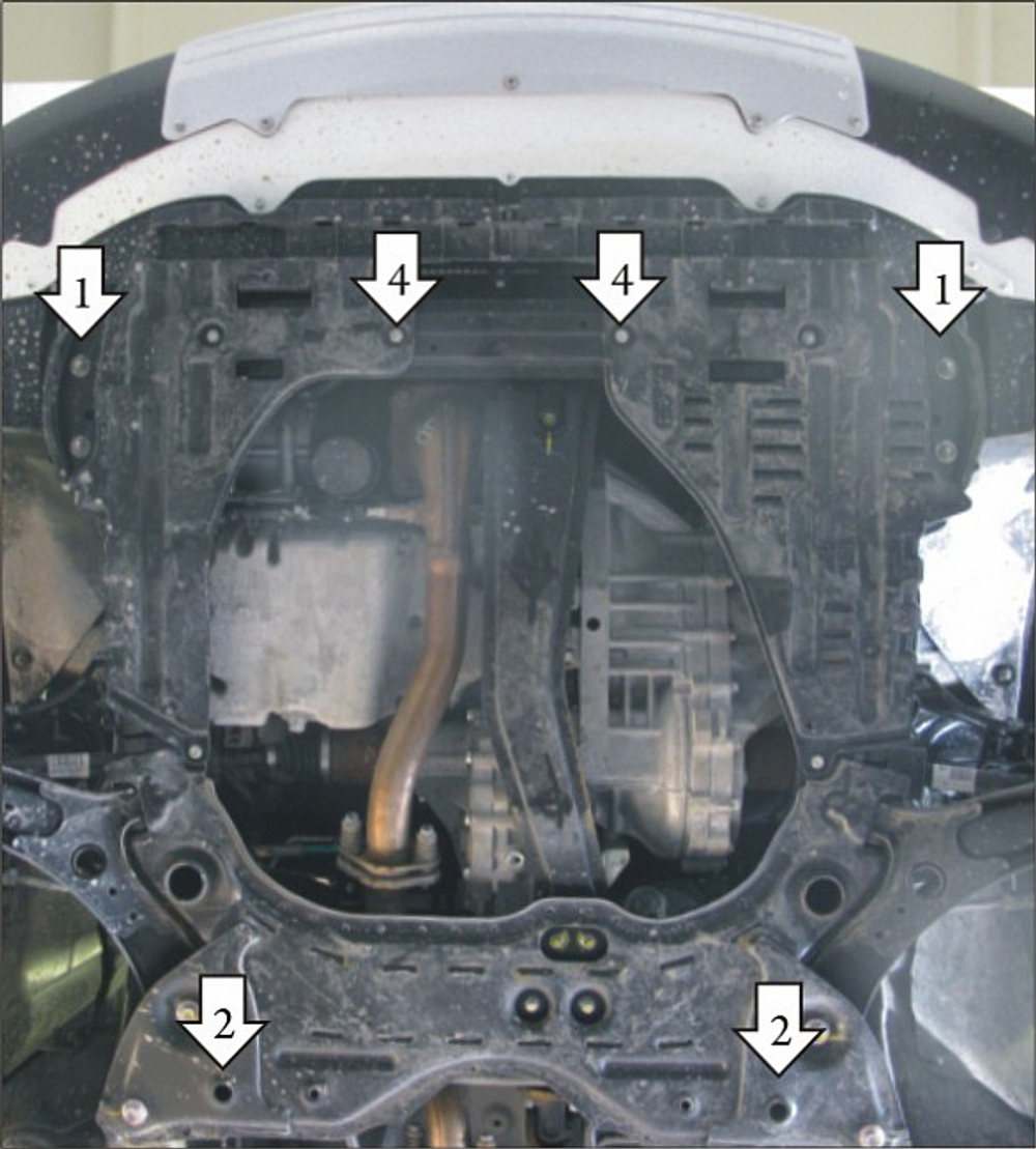 Усиленная защита Motodor картера двигателя, кпп. 2 мм, сталь. для FIAT Sedici 2006-2013,Suzuki Sx4 2006-2009,Suzuki Sx4 2009-2013 арт.02414