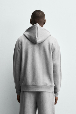 ZARA ТОЛСТОВКА НА МОЛНИИ HEAVY WEIGHT, СЕРЫЙ МЕЛАНЖ