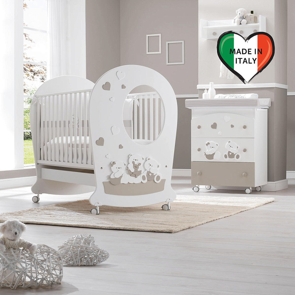 Детская кровать Erbesi Mirtillone с окном белый/песочный