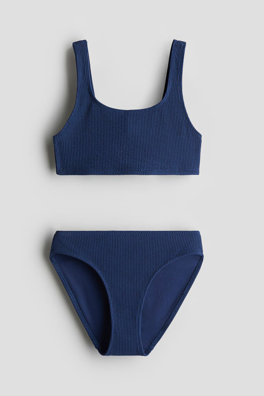 H&M КУПАЛЬНИК ИЗ РЕЛЬЕФНОЙ ТКАНИ, ТЕМНО-СИНИЙ