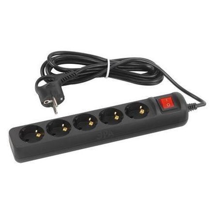 Удлинитель 5х3м с заземл. 10А с выкл. ПВС 3х0.75 черн. UX-5es-3m-B Эра Б0057731