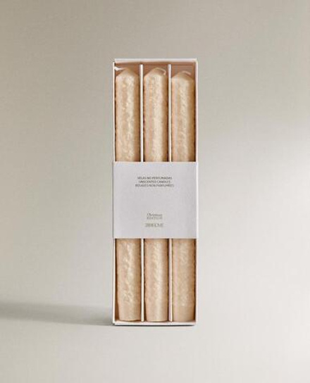 ZARA HOME НАБОР ДЕКОРАТИВНЫХ СВЕЧЕЙ «СНЕГ» (3 ШТ.), БЕЛЫЙ