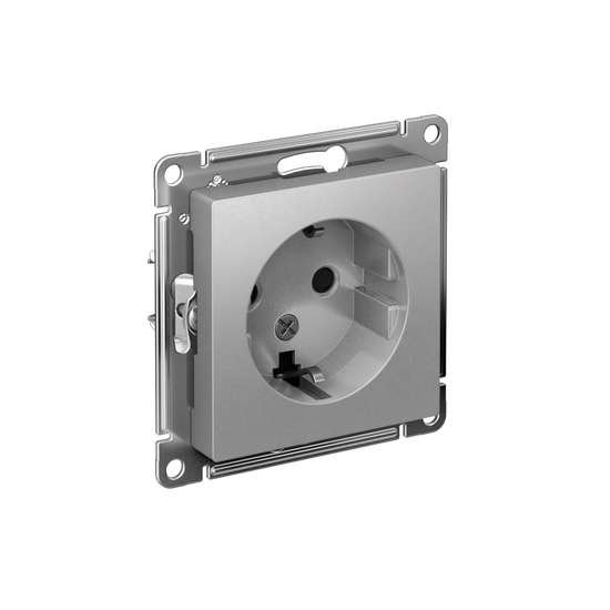 Розетка 1-м СП AtlasDesign 16А IP20 с заземл. защ. шторки механизм алюм. SE ATN000345