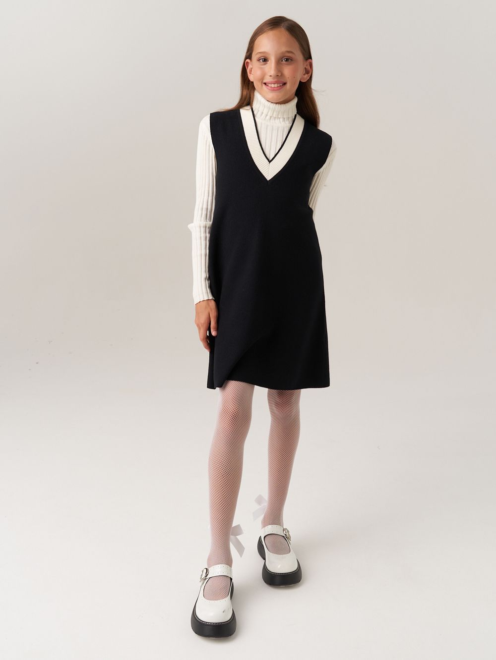 Сарафан школьный для девочки AT974 черный