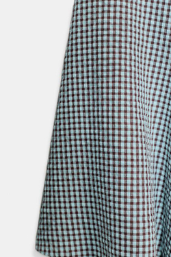 ZARA ЮБКА МИДИ В КЛЕТКУ ВИШИ ГОДЕ, КОРИЧНЕВЫЙ/СИНИЙ