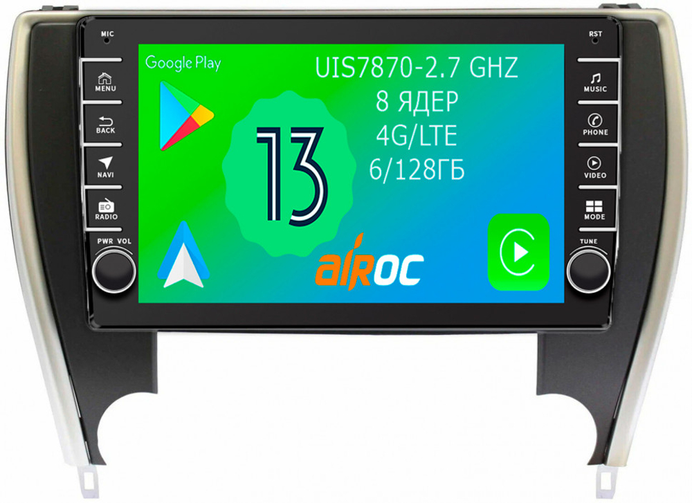 Магнитола для Toyota Camry 2014-2018 (USA) - Airoc AB-1117U (кнопки и крутилки), Android 13, TS20, 6/128Гб, SIM-слот, CarPlay