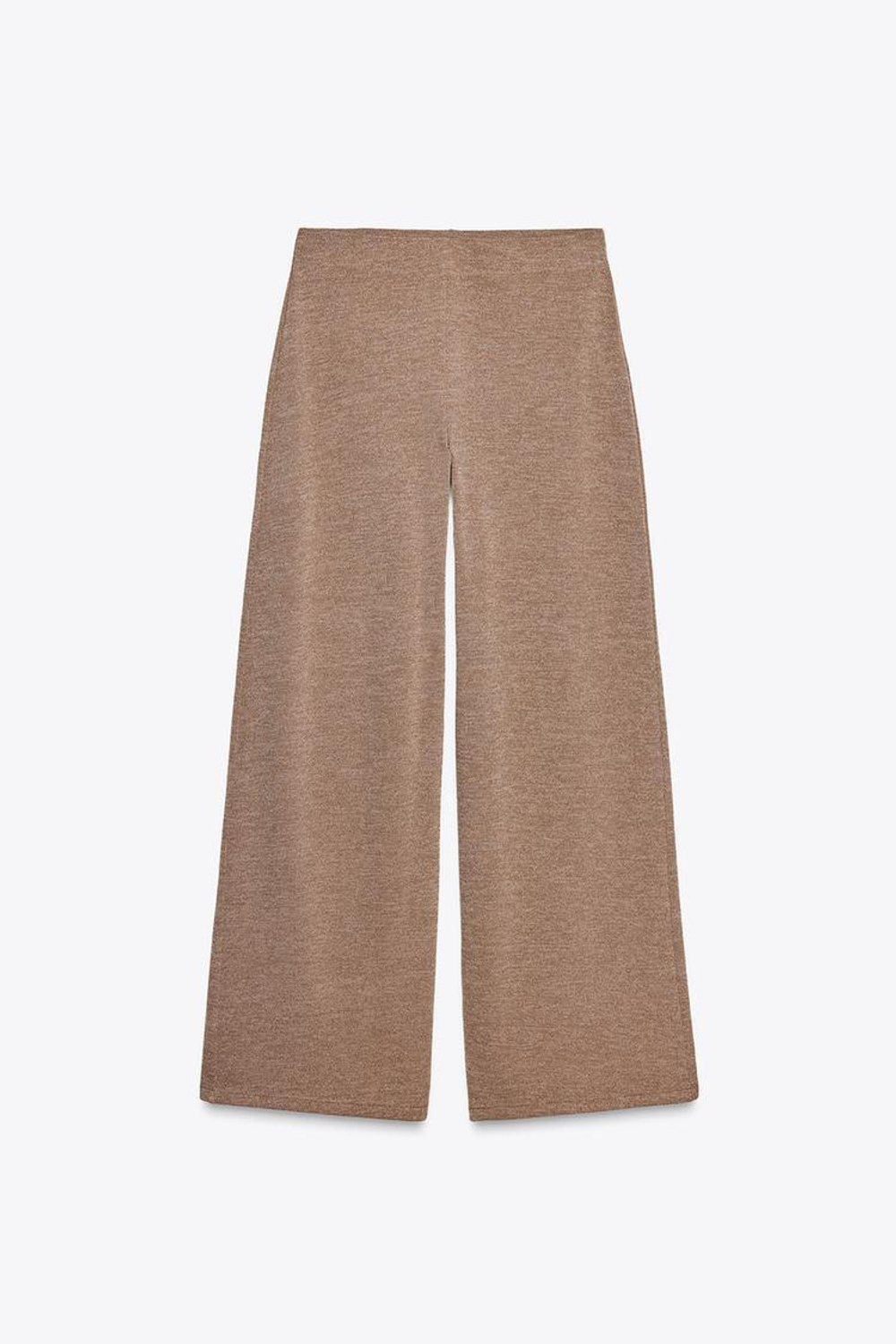 ZARA ШИРОКИЕ БРЮКИ С ТЕКСТУРНЫМ УЗОРОМ, СВЕТЛО-КОРИЧНЕВЫЙ