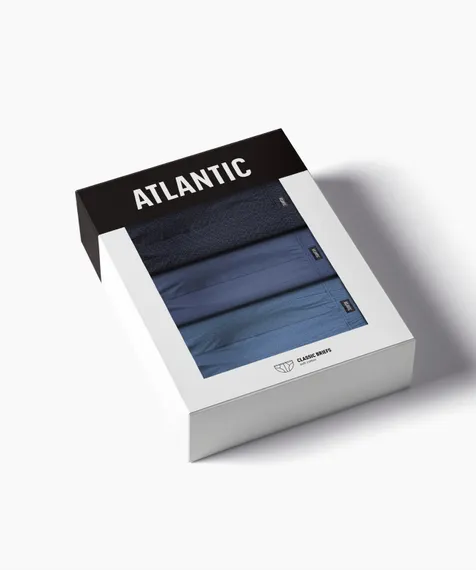 Мужские трусы (3шт) слипы классика Atlantic 3MP-192, хлопок, темно-синий + голубой + деним