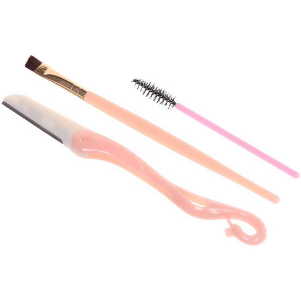 Набор для контурирования бровей 3шт «Beauty Bar», цвет персиковый, кисть, щеточка и корректор, 15*1,7см