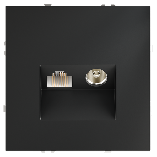 Розетка телевизионная встраиваемая TV+RJ45 кат. 6, (графит) Voltum S70 VLS060707