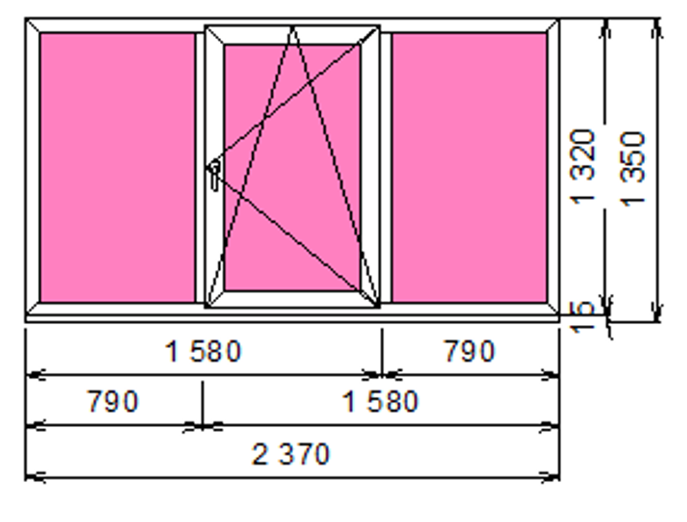 Пластиковое окно 1320 х 2370  ТермА Эко