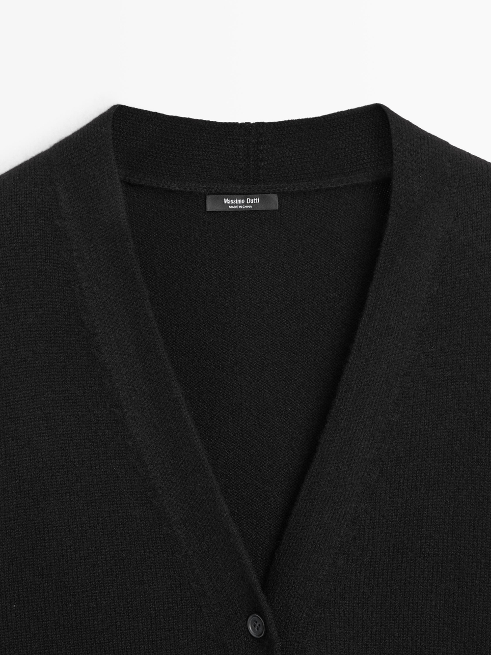 Massimo Dutti Кардиган из смесовой шерсти с V-образным вырезом, черный