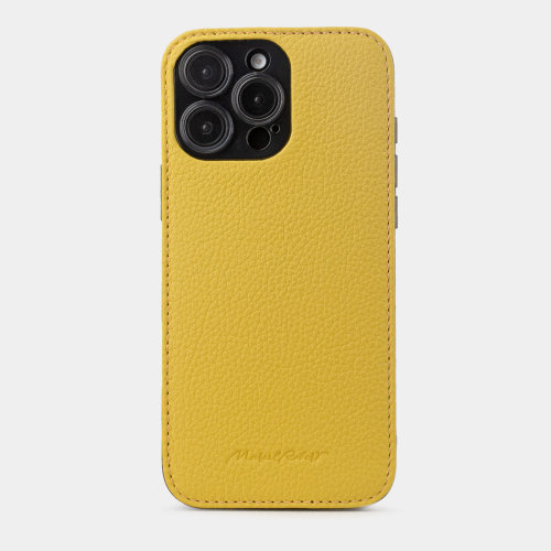 Чехол-накладка кожаная для iPhone 16 Pro Max, теленок желтого цвета