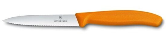 Кухонный нож Victorinox для резки и чистки оранжевый , волнистое лезвие 10 см