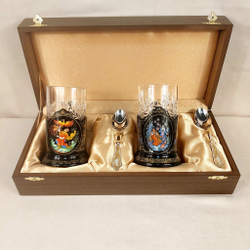 Чайный набор подстаканников (Ручная роспись Палех) №12