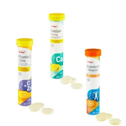 Набор Доктор Макс Кальций + Мультивитамин + Минералы + Витамин С + Цинк - 3 х 20 шипучих таблеток