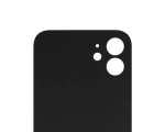 Задняя крышка для iPhone 12 Черный (стекло, широкий вырез под камеру, логотип)