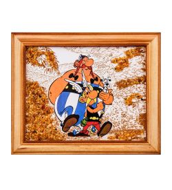 AMB-74/70 Картина «Астерикс и Обеликс» (с янтарной крошкой) дер.краш.рамка 12х15