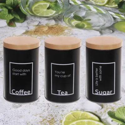 Банка для продуктов металлическая «Black style» 900мл 9*14,5см