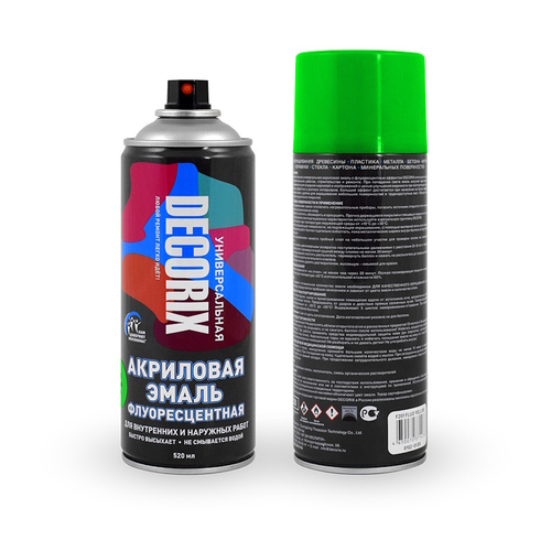Эмаль аэроз. DECORIX акрил.  флуоресцентная зеленая  520мл  0102-04 DX