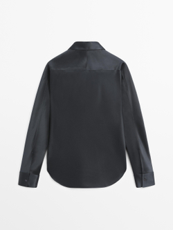 Massimo Dutti Атласная рубашка, темно-синий