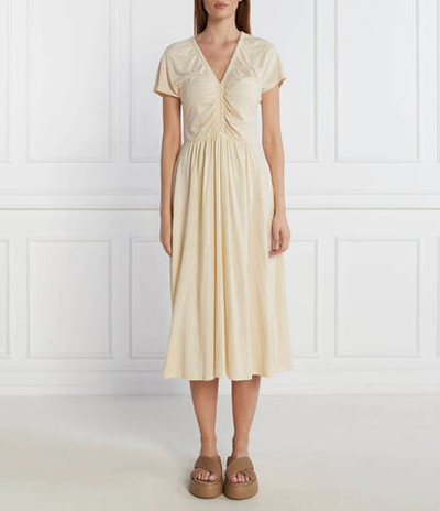 Льняное платье DEMETRA Max Mara Leisure - кремовый(362110366)