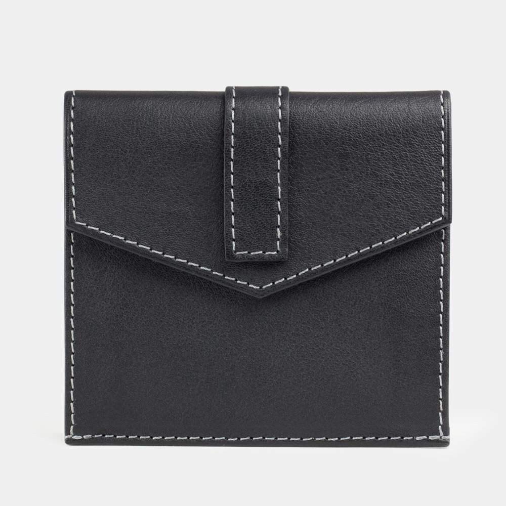 Кошелек-картхолдер Perle из кожи теленка черного цвета