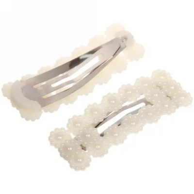 Зажимы для волос 2шт «New collection -Жемчужинки», прямоугольник, цвет белый, 7*2,5см