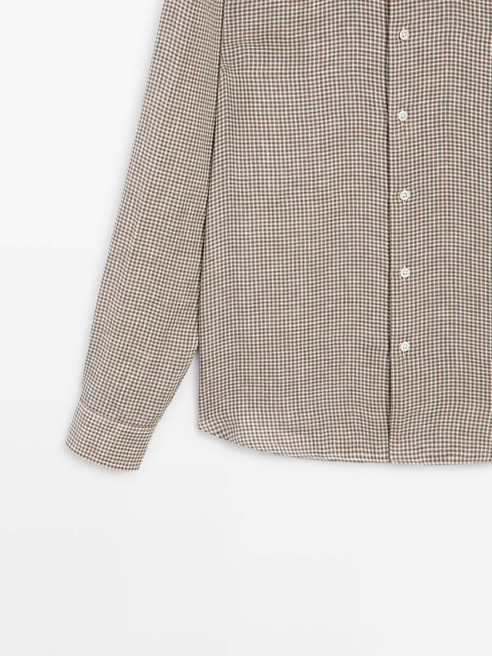 Massimo Dutti Рубашка в клетку из 100% льна, коричневый