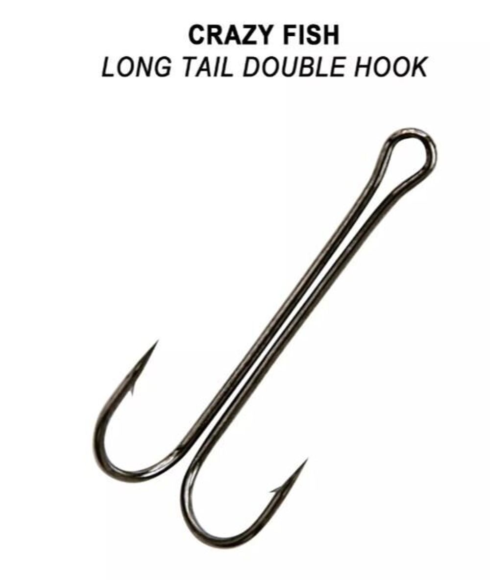 Двойной крючок Crazy Fish Long Tail Double Hook №8 5 шт