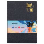 Тетрадь 48 л. в клетку обложка кожзам под рогожку, сшивка, A5 (147х210мм), ЧЕРНЫЙ, BRAUBERG MOVE, 403842