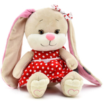 Зайчик Jack&Lin в Красном Платье в Белый Горошек, 25 см, в Подарочной Упаковке MAXITOYS