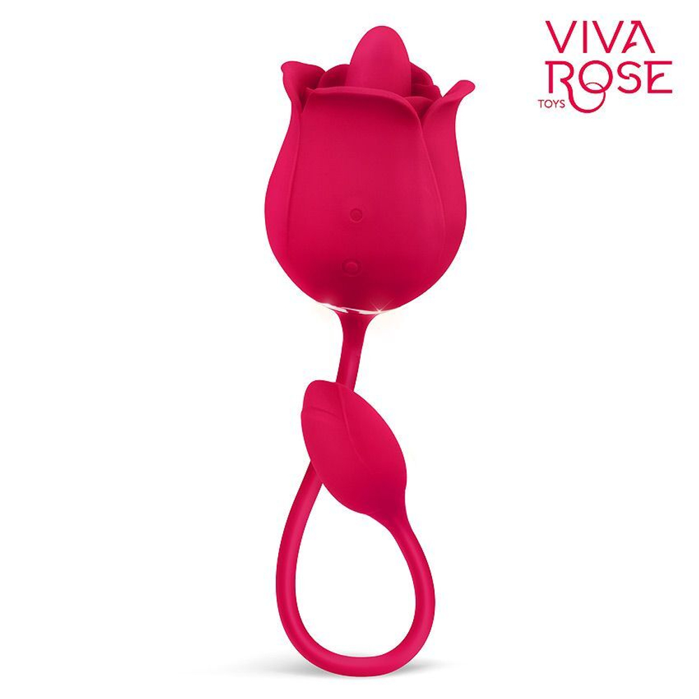 Малиновый вибростимулятор клитора с подвижным язычком (Цвет: малиновый)