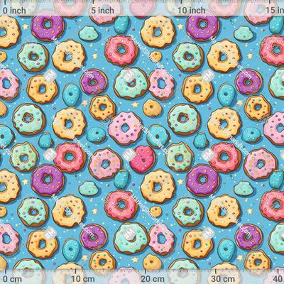 Разноцветные пончики донаты на голубом фоне by Pattern Store 476 DPI