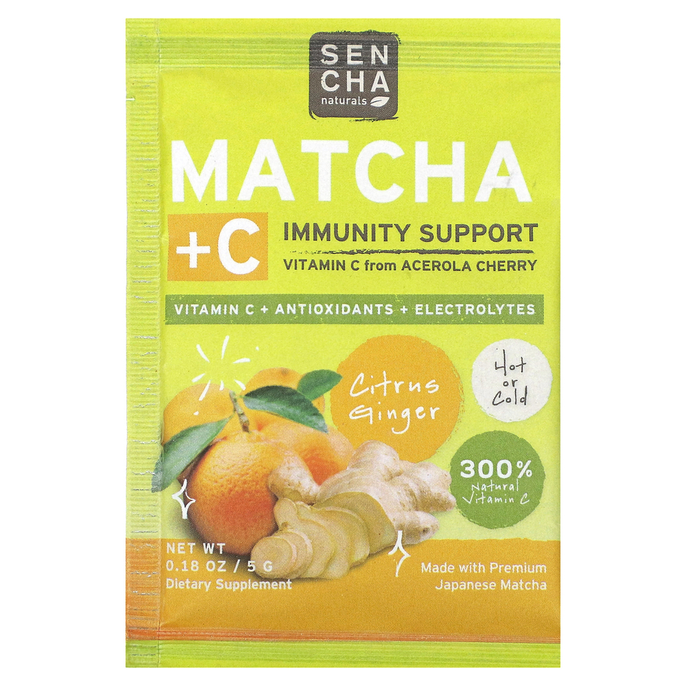 Sencha Naturals, Матча и витамина C, цитрусовый имбирь, 10 пакетиков по 5 г (0,18 унции)