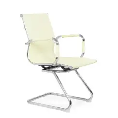 Кресло конференц Barneo K-113 бежевая кожа на полозьях