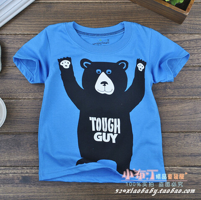 Футболка с контрастным принтом медведя и надписью TOUGH GUY
